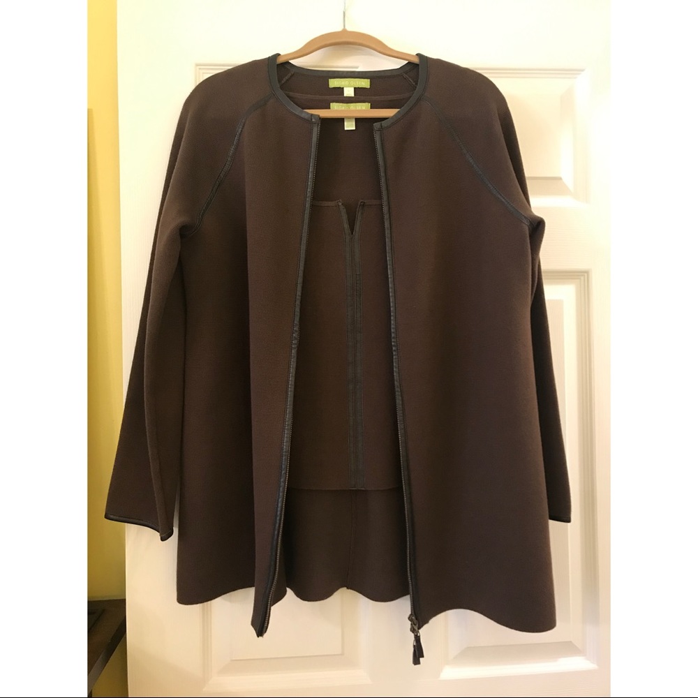Sigrid Olson Brown/Black Top and Cardigan